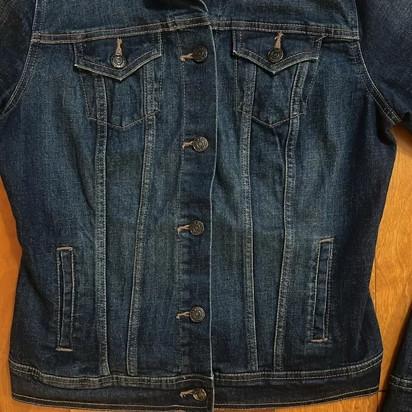Old Navy Y2K Blue Denim Jean Jacket Size S Tall Coastal Tailored Fit Nautical - Picture 6 of 13